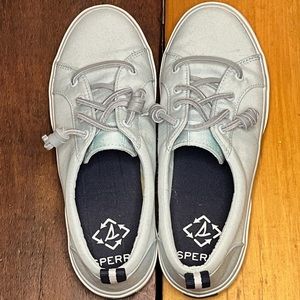 Women’s 8.5 Pale Aqua Blue Sperry Canvas Slip on Shoes